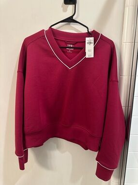 YPB V-Neck Maroon Sweatshirt with Contrast Piping